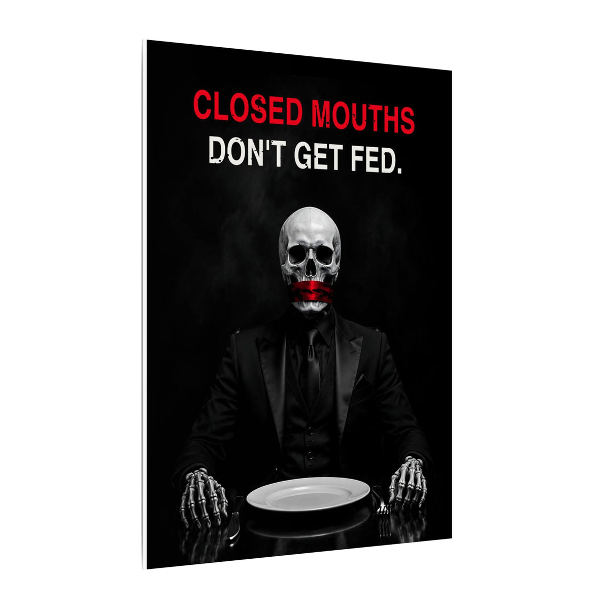 Closed Mouths - Dark Humor Wall Art | Canvas