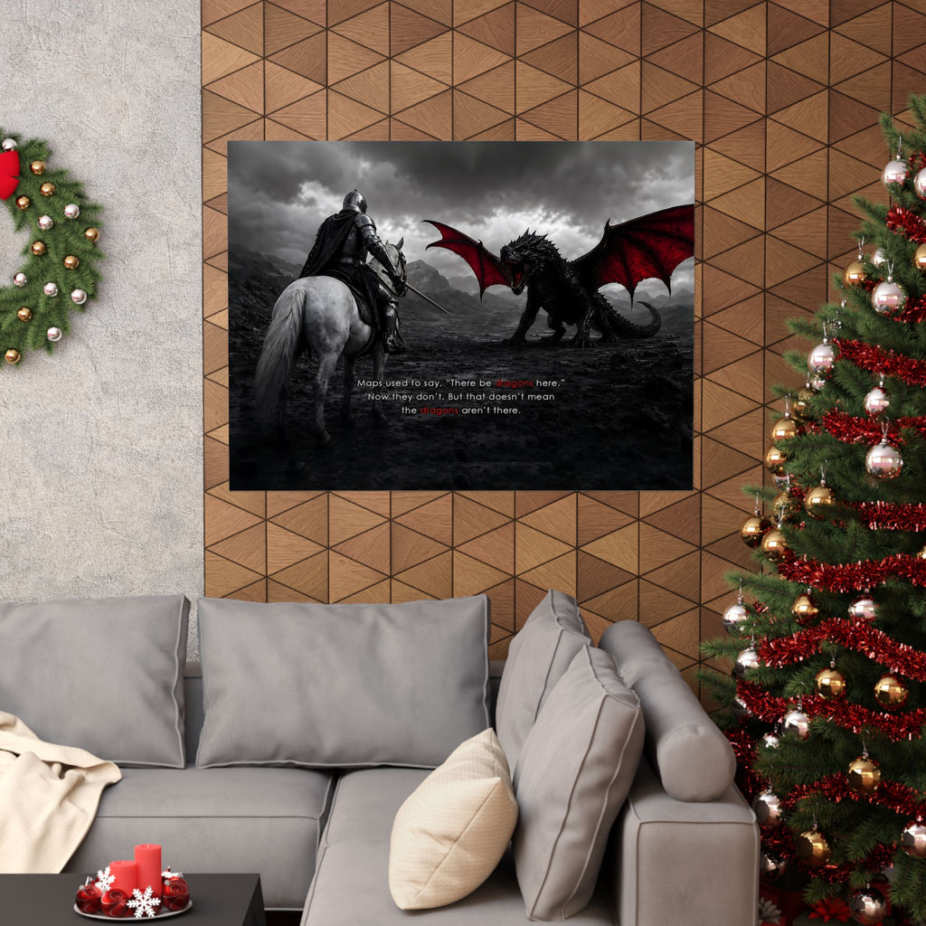 There Be Dragons - Man Cave Decor | Matte Poster (Landscape)