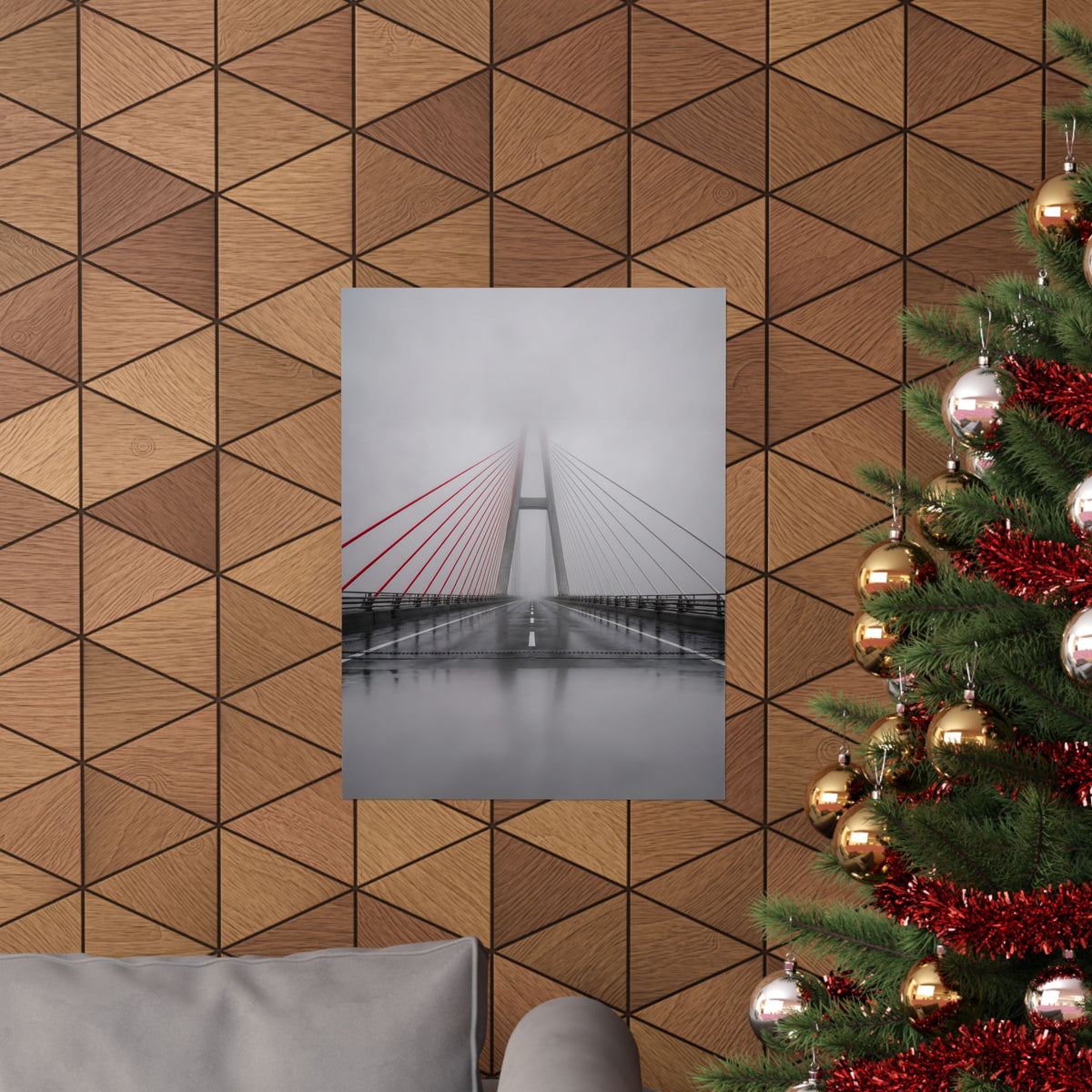 Span in Fog - Red Wall Decor | Matte Poster