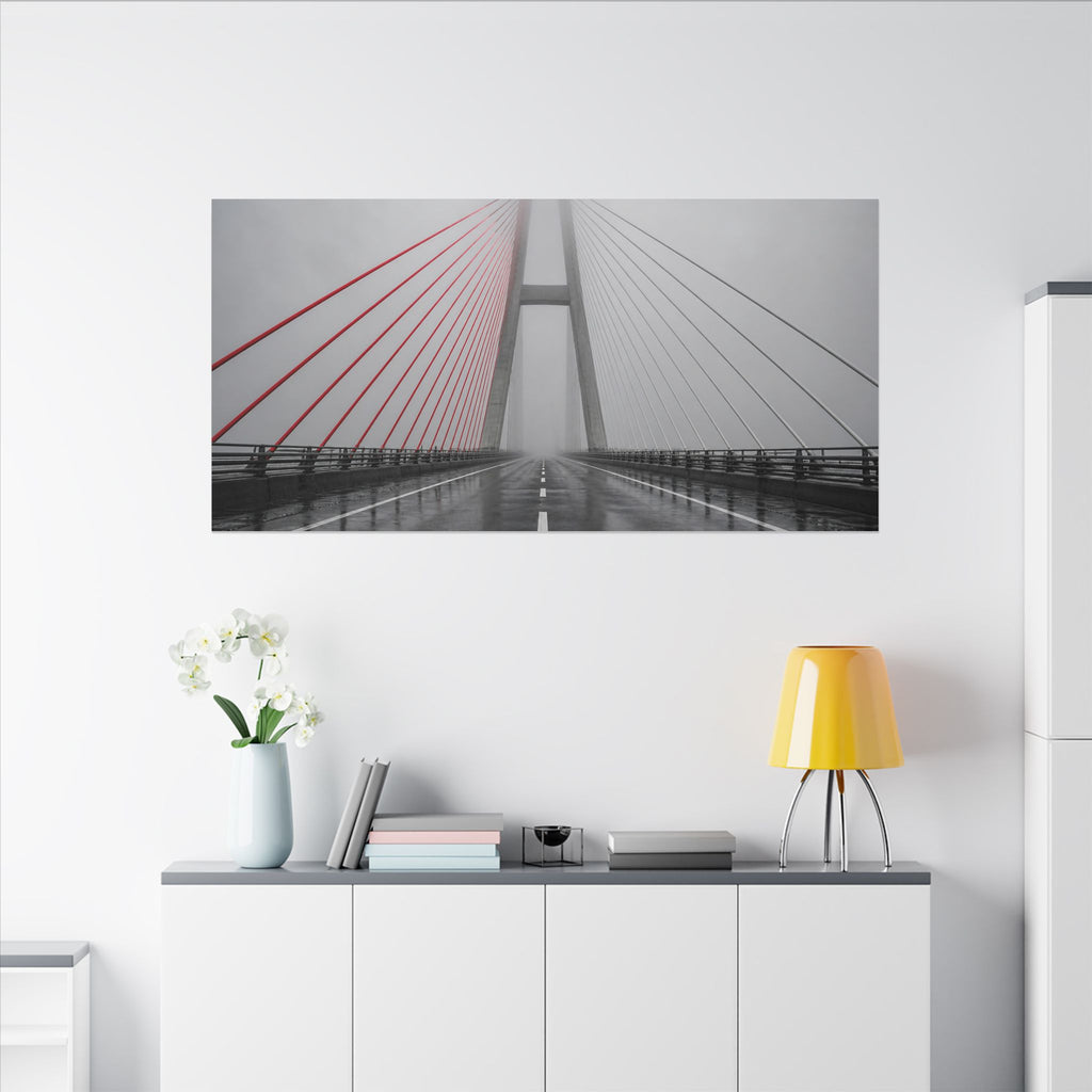 Span in Fog - Red and Black Wall Art | Canvas (Panoramic)
