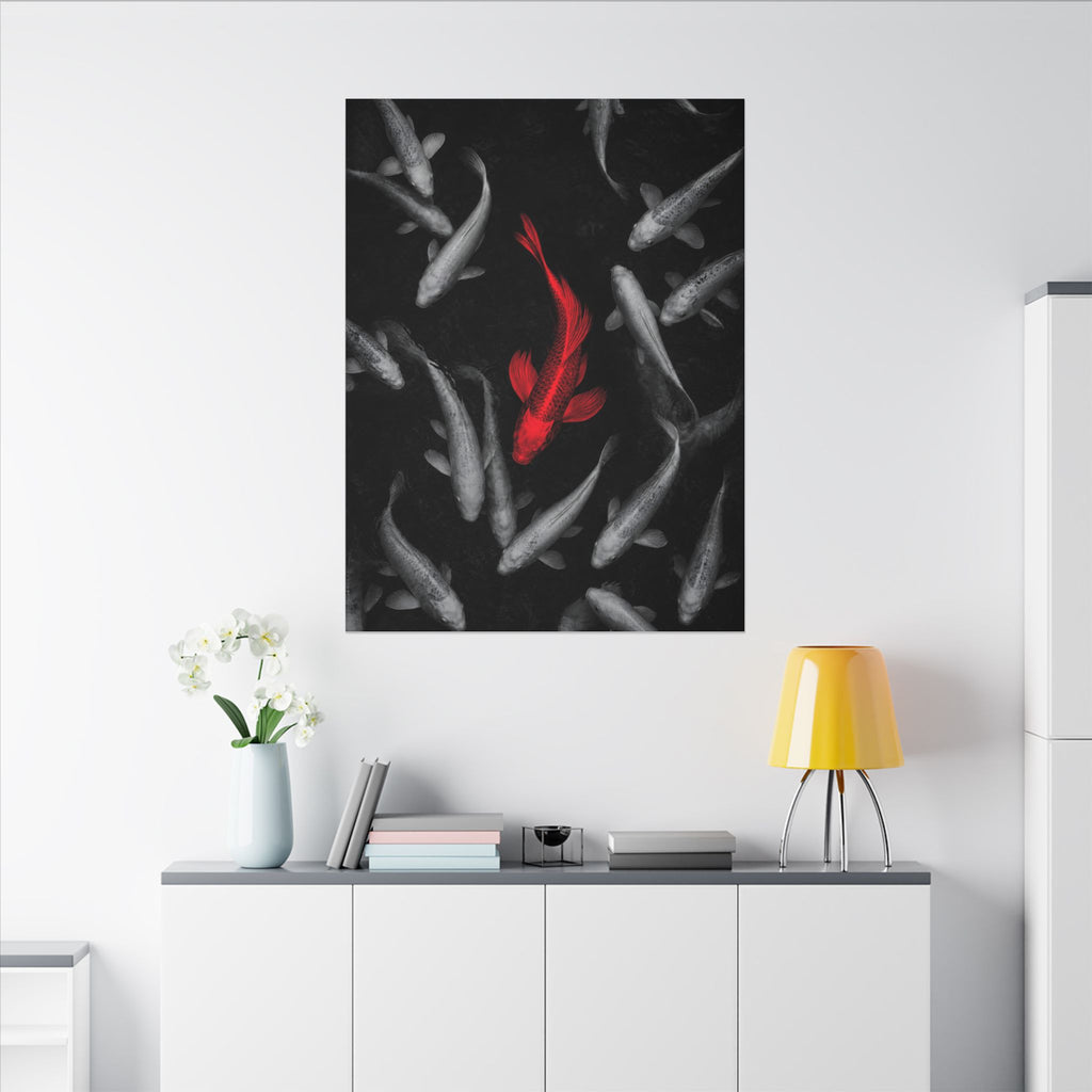 The Red Koi - Red And Black Wall Art | Canvas