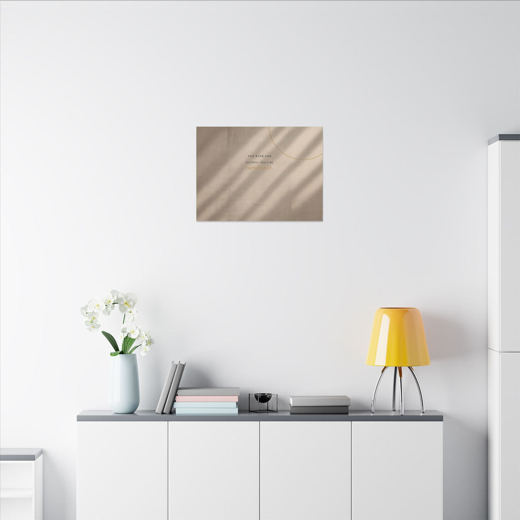 Nothing Shall Be Impossible - Luke 1:37 Bible Verse Wall Art | Canvas (Landscape)