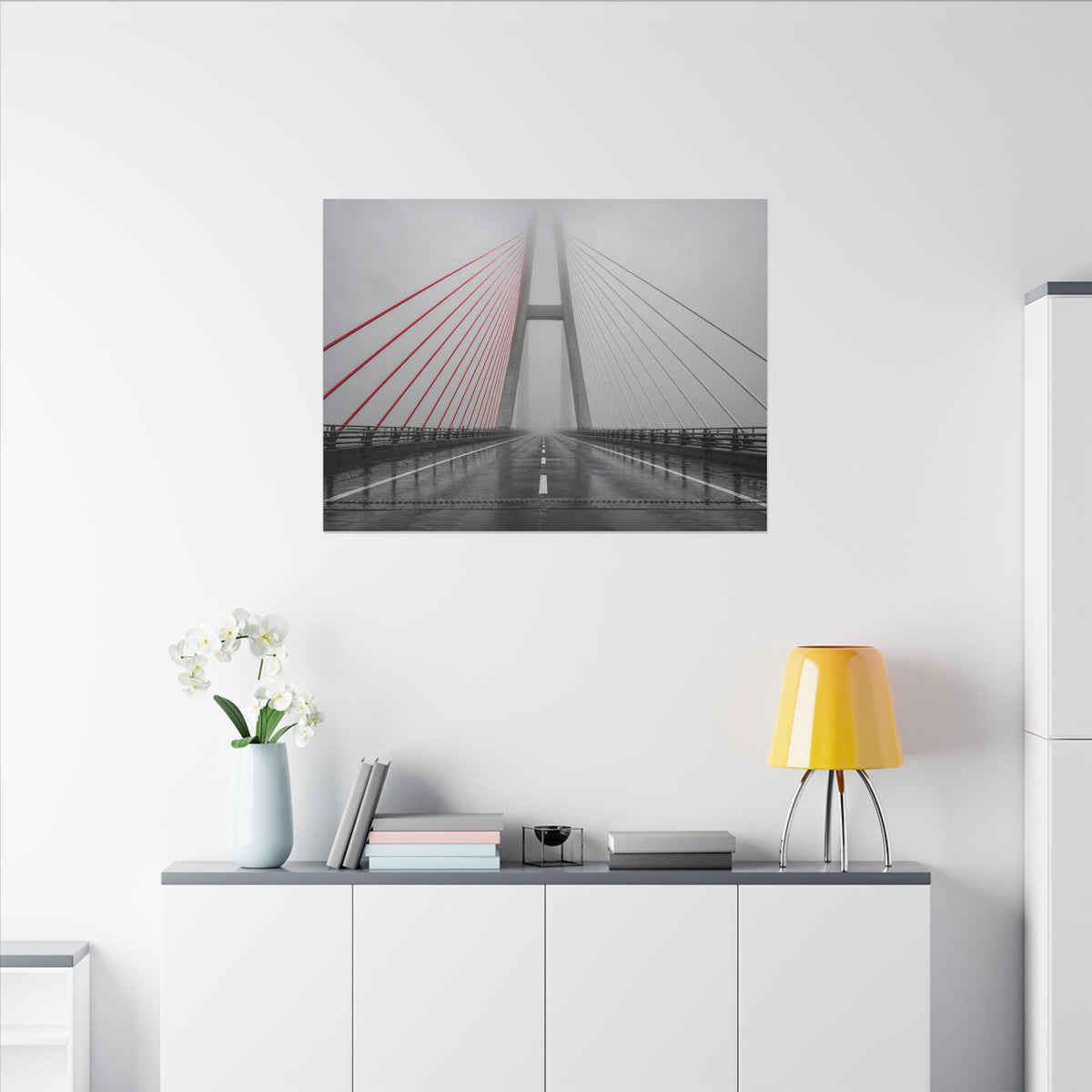 Span in Fog - Red Wall Decor | Canvas (Landscape)