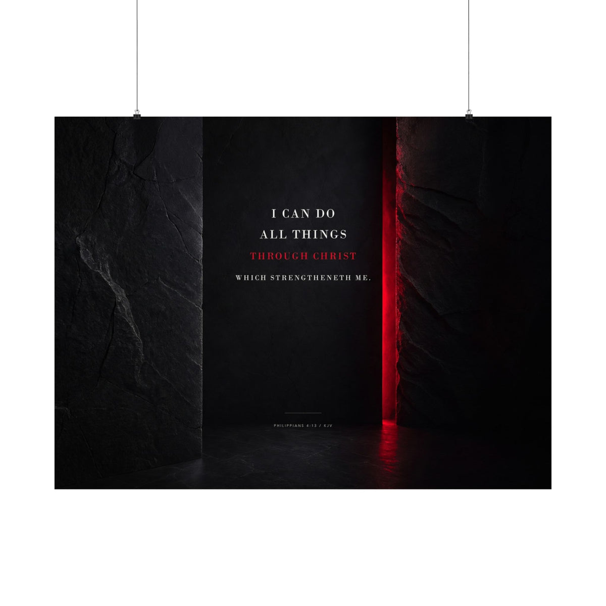All Things Through Christ - Philippians 4:13 Scripture Wall Art | Matte Poster (Landscape)
