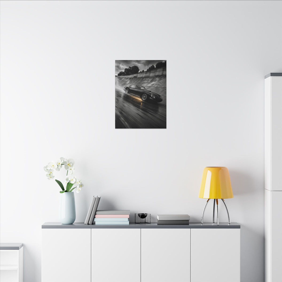 Banked in the Rain - Race Car Wall Art | Canvas