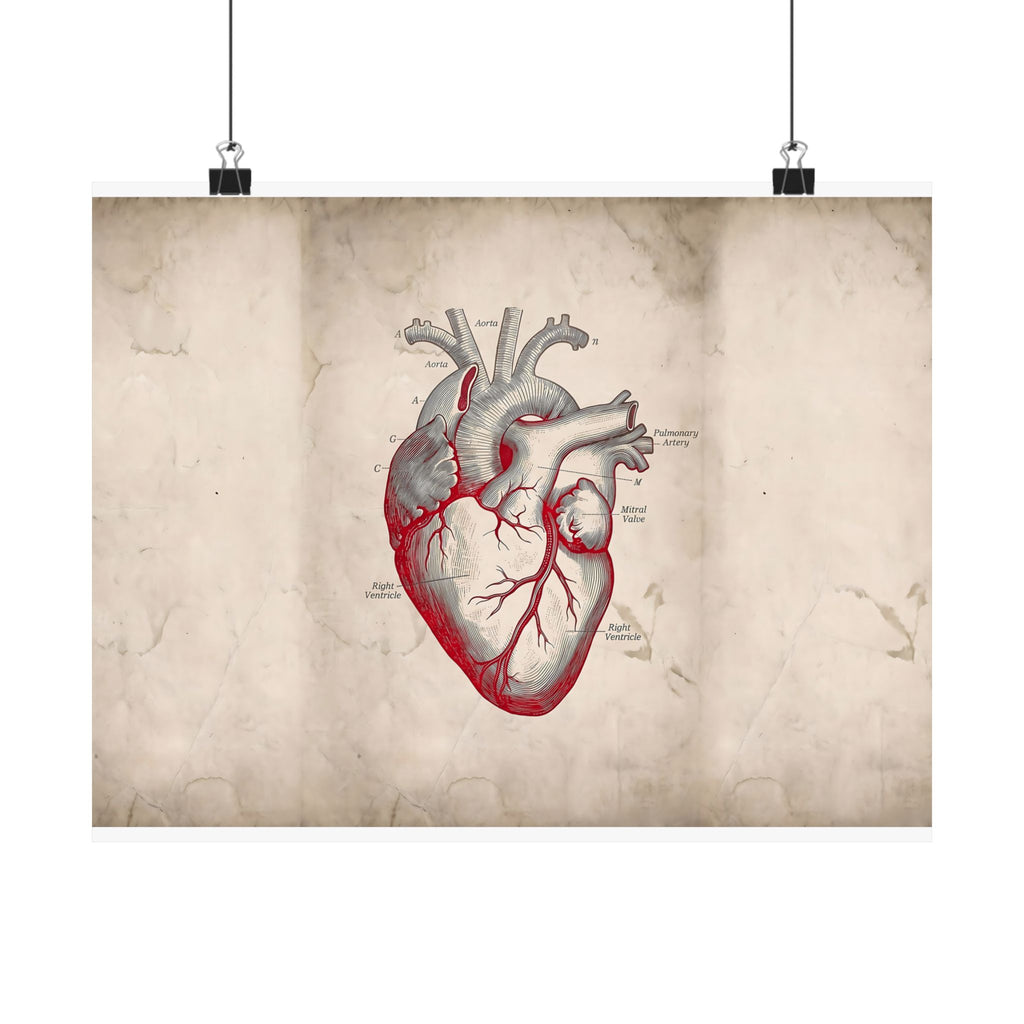 The Anatomical Heart - Wall Art For Doctor Office | Matte Poster (Landscape)