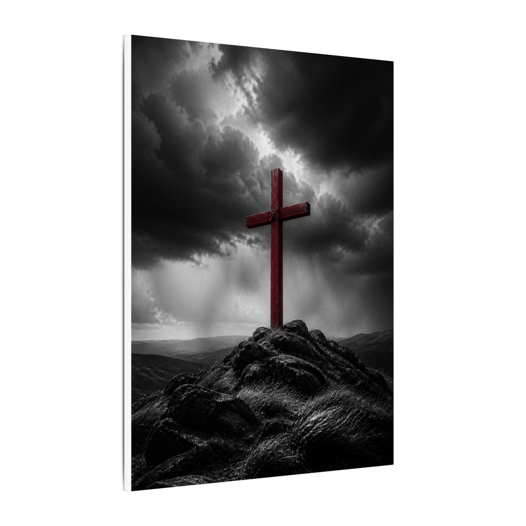 Red Cross in the Storm - Christian Cross Wall Art | Canvas