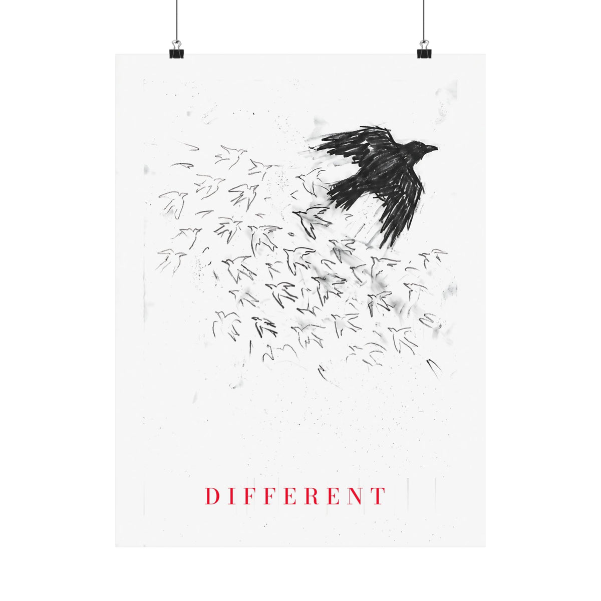 The Flock Went Left - Charcoal Wall Art | Matte Poster