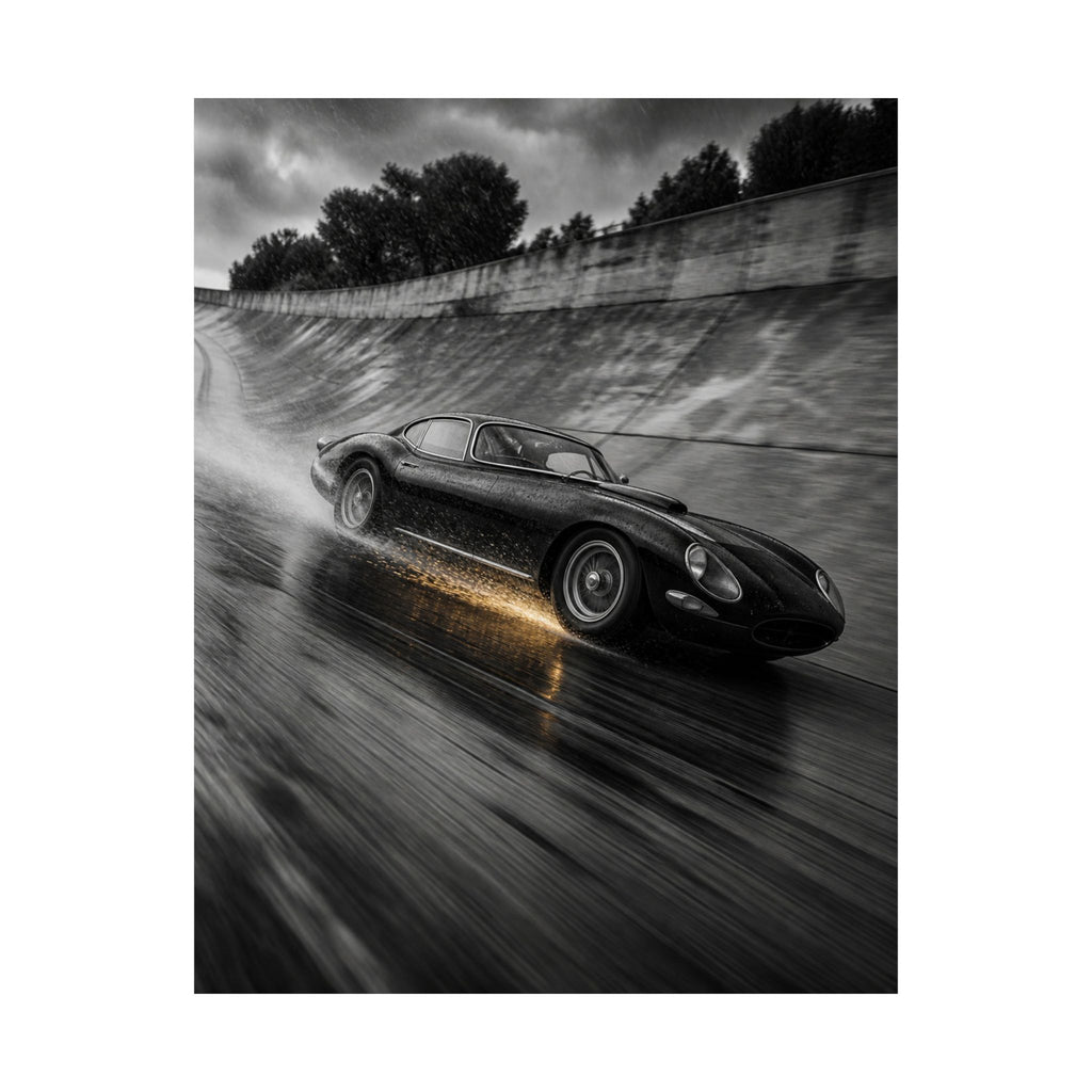 Banked in the Rain - Race Car Wall Art | Matte Poster