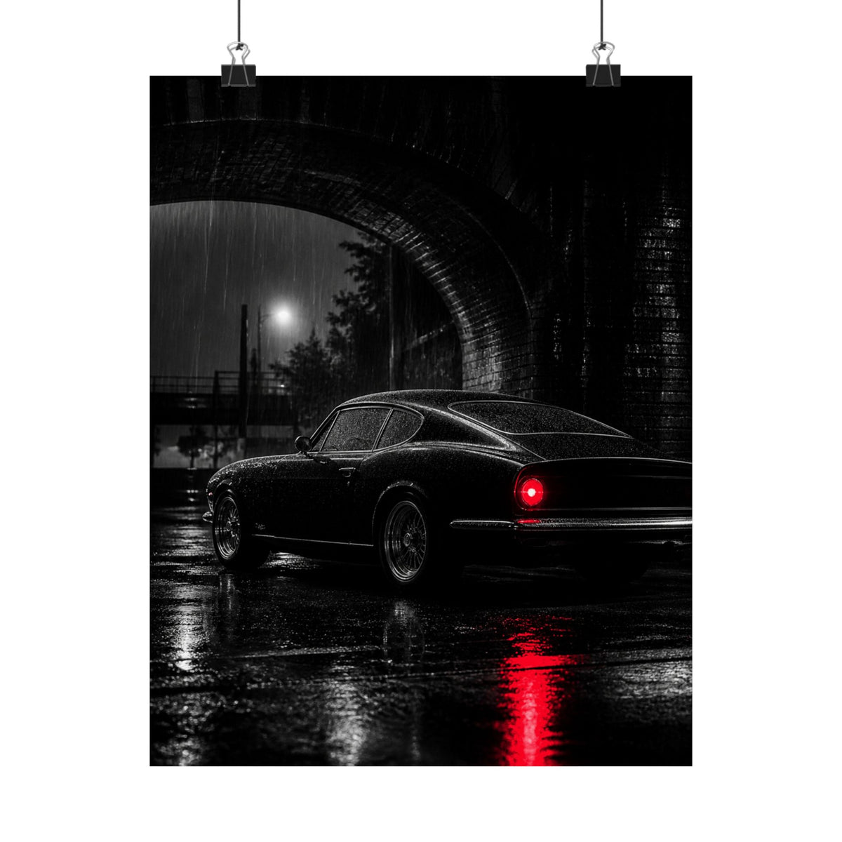 Red Tail Night - Classic Car Wall Art | Matte Poster