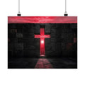 Light Through Stone - Modern Cross Wall Art | Matte Poster (Landscape)
