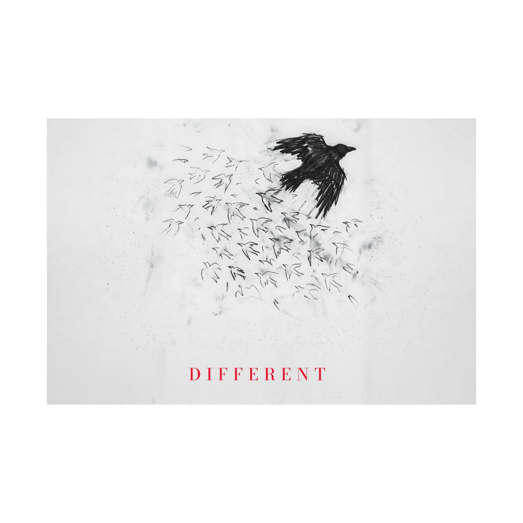 The Flock Went Left - Charcoal Wall Art | Matte Poster (Landscape)